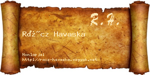Rácz Havaska névjegykártya